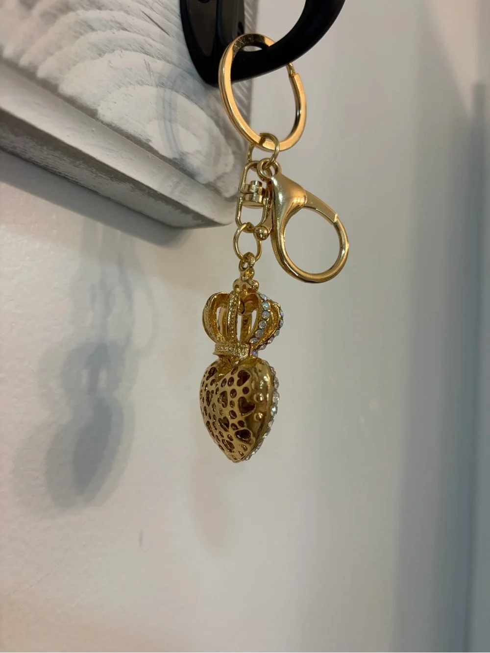 Princess Bundle Gold-Trim White Headband and Gold Crystal Heart Keychain
